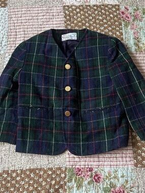 Imp Originals vintage green & blue plaid wool kid's  jacket